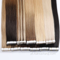 Extensão natural de cabelo natural brasileiro Extensão de cabelo humano sem costura loira virgem reta Fita de extensão de cabelo 100% Remy em fornecedores